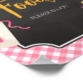 Roze Gingham BBQ Baby shower Eten Poster (Hoek)
