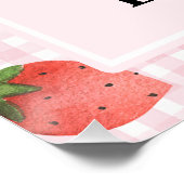 Roze Gingham Berry Sweet 1e Verjaardag Welkomstbor Perfect Poster (Hoek)
