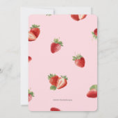 Roze Gingham Bes Eerste Aardbei Thema Kaart (Achterkant)