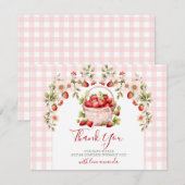 Roze Gingham Bes In Love Bruiloft Feest Bedankkaart (Voorkant / Achterkant)