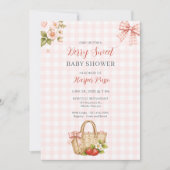 Roze Gingham Bes Zacht Baby Borrel Kaart (Voorkant)