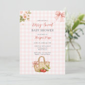 Roze Gingham Bes Zacht Baby Borrel Kaart (Staand voorkant)