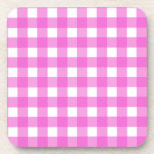 Roze gingham bier onderzetter (Voorkant)