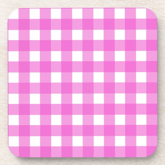 Roze gingham bier onderzetter (Voorkant)