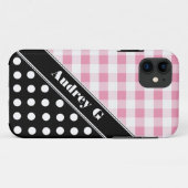 Roze Gingham Black Polka Dot iPhone 5 Hoesje (Achterkant (horizontaal))