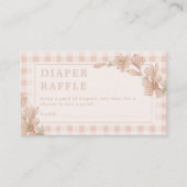 Roze Gingham Bloemen Meisje Baby shower Luier Raff Informatiekaartje (Voorkant)