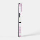 Roze Gingham Bloemen Monogram iPhone 15 Case (Rechterkant)