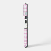 Roze Gingham Bloemen Monogram iPhone 15 Case (Linkerkant)