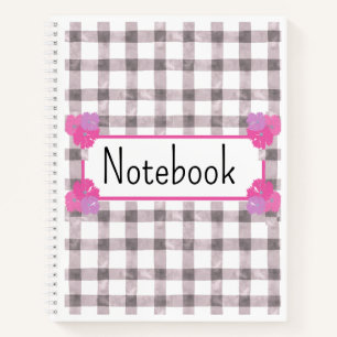 Roze Gingham Bloemen Notebook Notitieboek