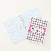 Roze Gingham Bloemen Notebook Notitieboek (Binnen)