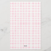 Roze Gingham Bloemenkroon Monogram Briefpapier (Achterkant)