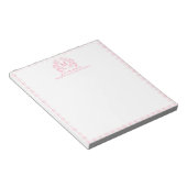 Roze Gingham Bloemenkroon Monogram Notitieblok (Schuin)
