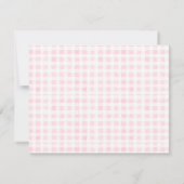 Roze Gingham Bloemenkroon Monogram Notitiekaartje (Achterkant)