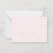 Roze Gingham Bloemenkroon Monogram Notitiekaartje (Achterkant)