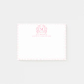 Roze Gingham Bloemenkroon Monogram Post-it® Notes (Voorkant)