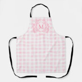 Roze Gingham Bloemenkroon Monogram Schort (Voorkant)