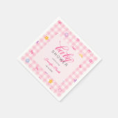 Roze Gingham Bloemenslint Babyshower Servetten (Hoek)