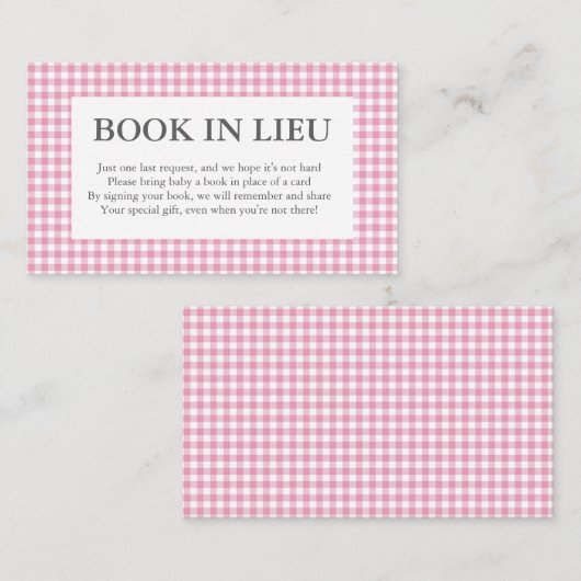 roze gingham - boek in lieu - kaarten (Voorkant / Achterkant)