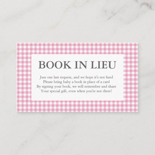 roze gingham - boek in lieu - kaarten (Voorkant)