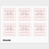 Roze Gingham Boekplaatsticker Vierkante Sticker (Vel)