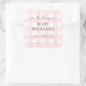 Roze Gingham Boekplaatsticker Vierkante Sticker (Tas)