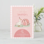 Roze Gingham Boerderij Kinderverjaardag Kaart (Staand voorkant)