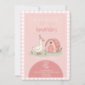 Roze Gingham Boerderij Kinderverjaardag Kaart (Voorkant)