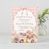 Roze Gingham Boerderijdier Kinderverjaardag Kaart (Staand voorkant)