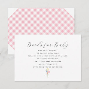Roze Gingham Books voor Baby shower RSVP Kaartje