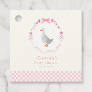 Roze Gingham Bosland Dwaze Gans Meisje Baby Shower Bedankjes Labels
