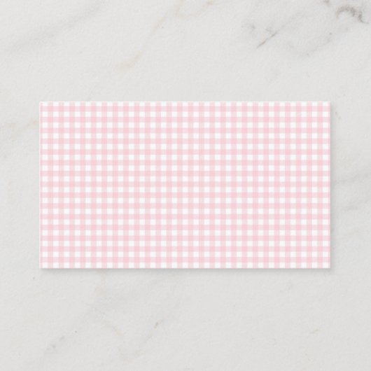 Roze Gingham Bow Baby Meisje Douche Luier Raffle Informatiekaartje (Achterkant)