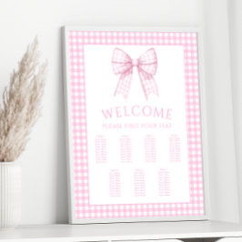Roze Gingham Bow Baby Meisje Douche Zitting Grafie Poster