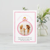 Roze Gingham Bow Coquette Kerstmis Fotokaart Feestdagenkaart (Staand voorkant)