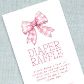 Roze Gingham Bow Diaper Raffle Baby shower Informatiekaartje