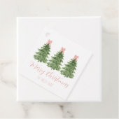 Roze Gingham Bow kerstboom cadeau Labels (In situ)