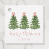 Roze Gingham Bow kerstboom cadeau Labels (Voorkant)