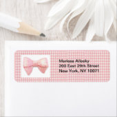 Roze Gingham Bow retour adres label (Insitu)