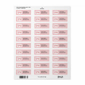 Roze Gingham Bow retour adres label (Full Sheet)