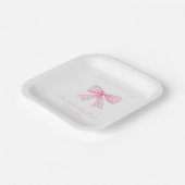 Roze Gingham Bow Ribbon Coquette gepersonaliseerd Papieren Bordje (Gebogen)