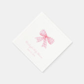 Roze Gingham Bow Ribbon Coquette gepersonaliseerd Servet (Hoek)
