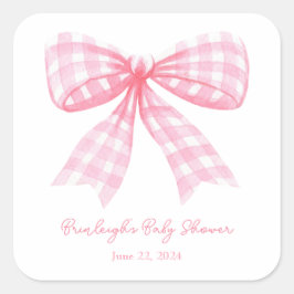 Roze Gingham Bow Ribbon Coquette Label