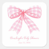 Roze Gingham Bow Ribbon Coquette Label (Voorkant)