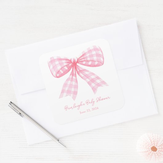 Roze Gingham Bow Ribbon Coquette Label (Envelop)
