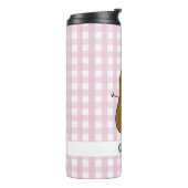 Roze Gingham Brown Aardappel Custom Thermische Tum Thermosbeker (Gedraaid links)