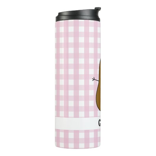 Roze Gingham Brown Aardappel Custom Thermische Tum Thermosbeker (Gedraaid links)
