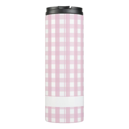 Roze Gingham Brown Aardappel Custom Thermische Tum Thermosbeker (Achterkant)