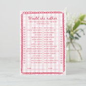 Roze Gingham Bruiloftsshower Zou Ze Liever Kaart (Staand voorkant)