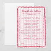 Roze Gingham Bruiloftsshower Zou Ze Liever Kaart (Voorkant / Achterkant)