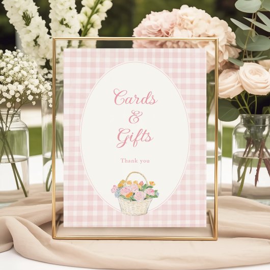 Roze Gingham Bruiloftsuitnodiging Kaarten en Cadea Poster