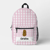 Roze Gingham Bruin Aardappel Custom Bedrukte Rugzak (Voorkant)